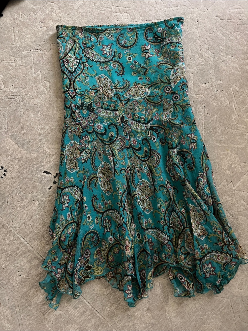 Bob Mackie Turquoise Paisley Asymmetrical Skirt